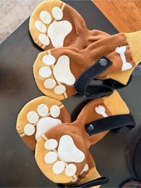 Non-Slip Brown & Tan Puppy Paw Dog Socks